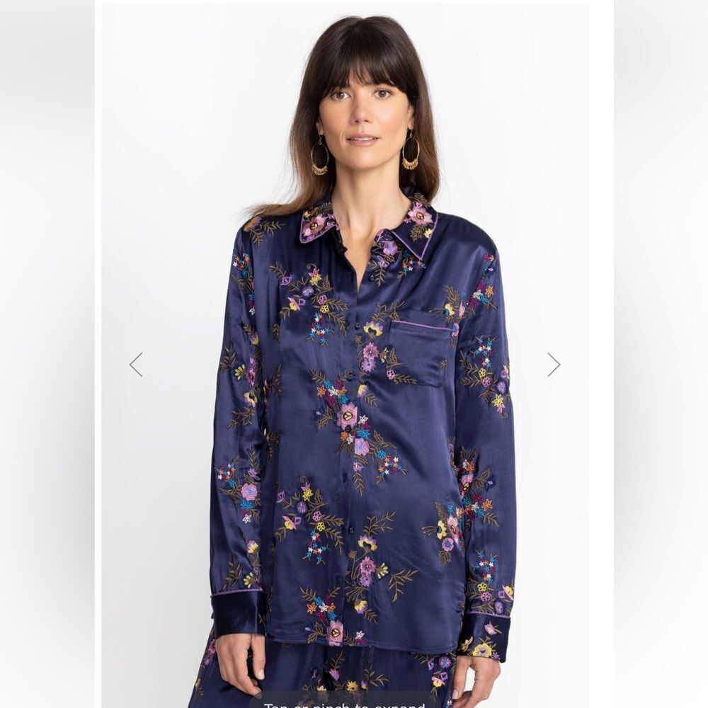 Johnny Was Blue Floral Blouse